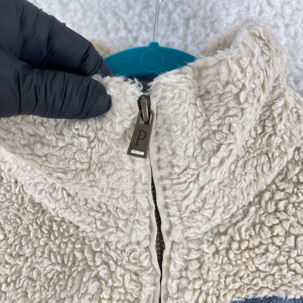 Pendleton Fleece Jacket Womens Large Ivory Sherpa Flannel Lined Full Zip Cozy - Picture 8 of 16